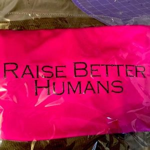 Bright pink and sparkly black raise better humans shirt